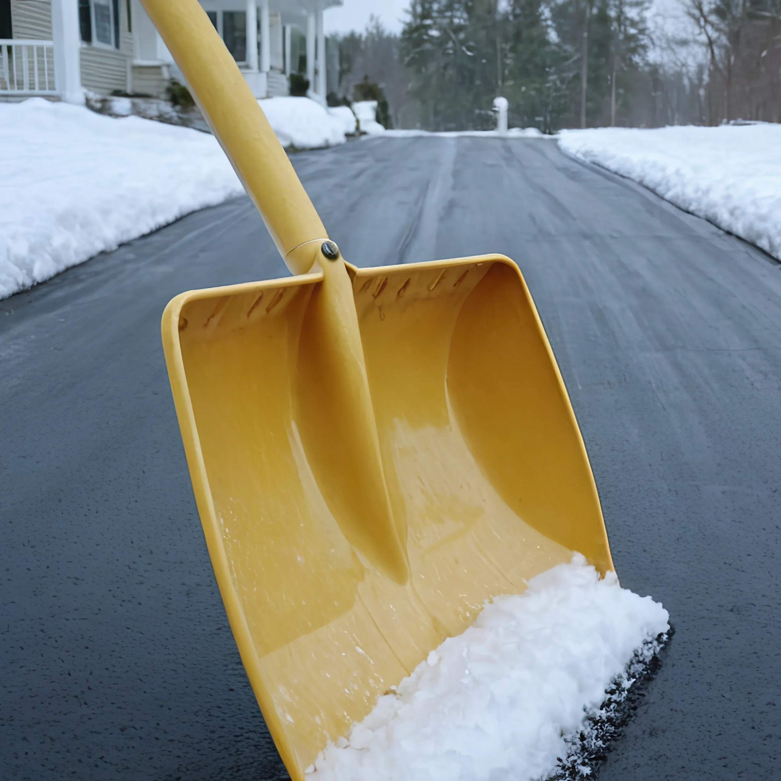 low-section-man-cleaning-snow-road